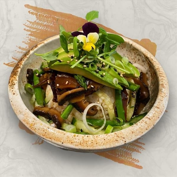 Shiitake Avo Asparagus Don (Vegan) from LaKoh Salisbury