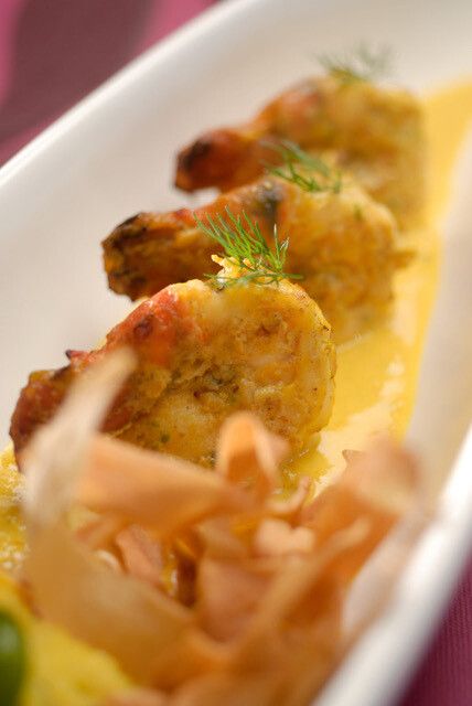 wild spencer gulf king prawns. served with lemon rice.