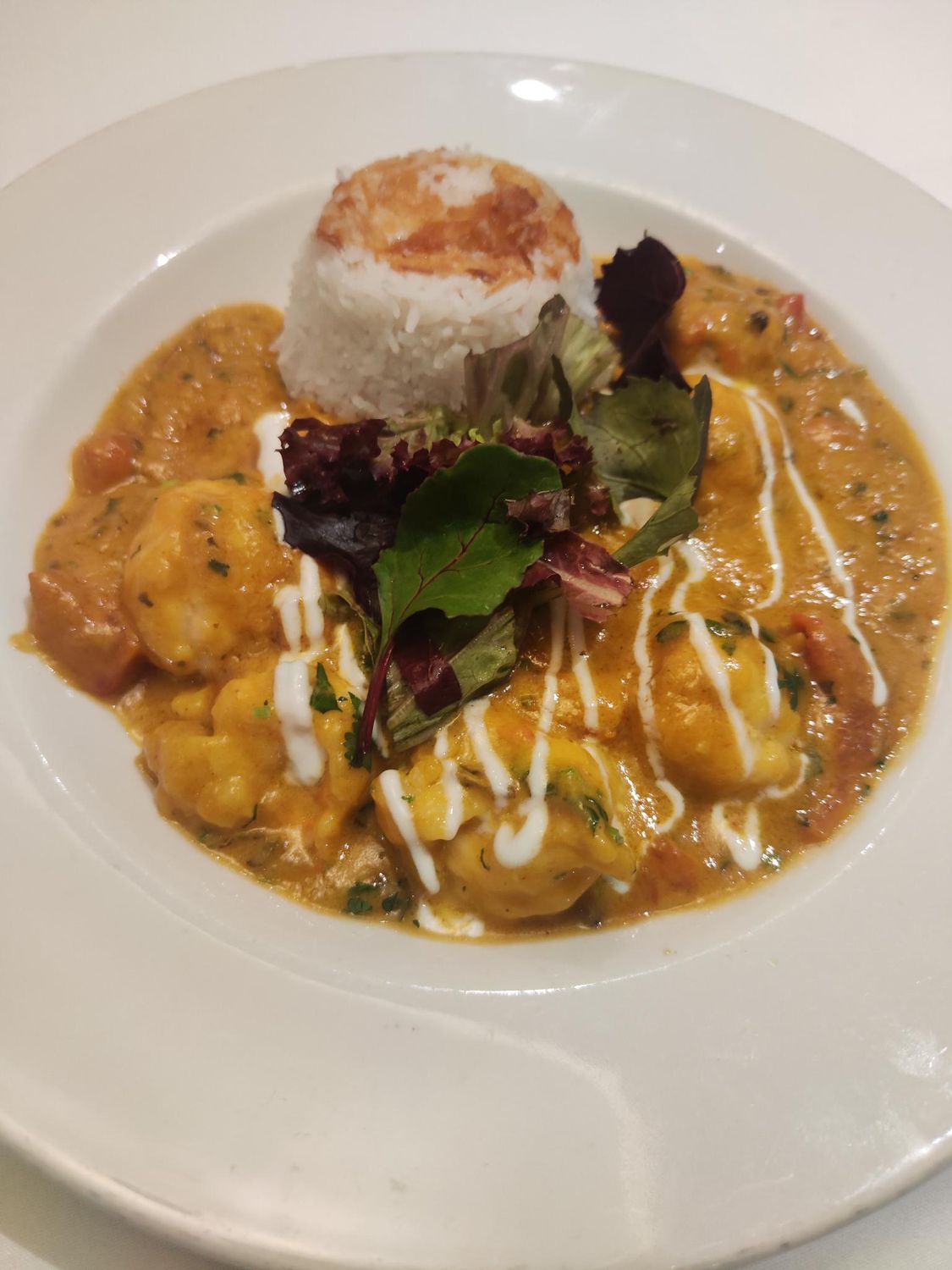 king prawn amritsari. served with steamed basmati rice.