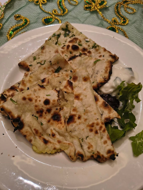 potato and shallot naan