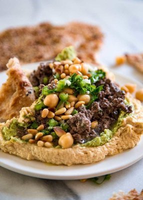 Sujuk and hummus